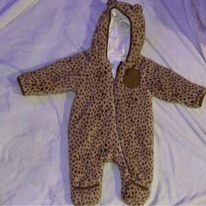 Baby Snow Suit Wonder Nation Animal Print Winter Footie Romper Bunting 6-9 mo